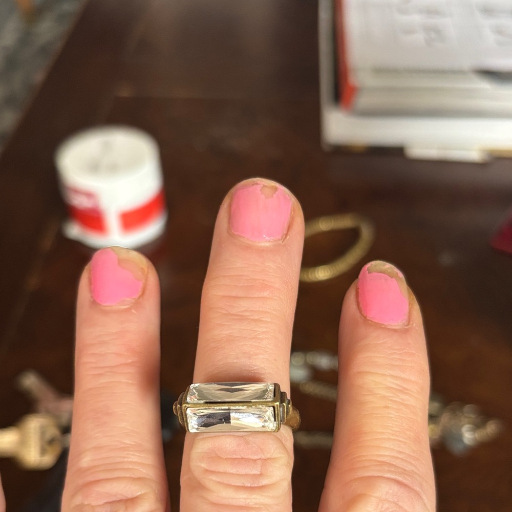 Silpada Gold Ring With Clear Rectangular Stone - image 2